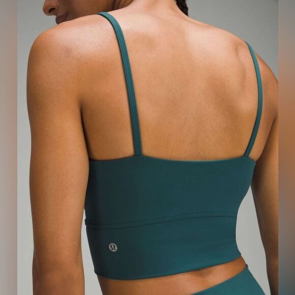 Lululemon Teal Green Wunder Train Strappy Cropped Bra Tank Top - Picture 1 of 9